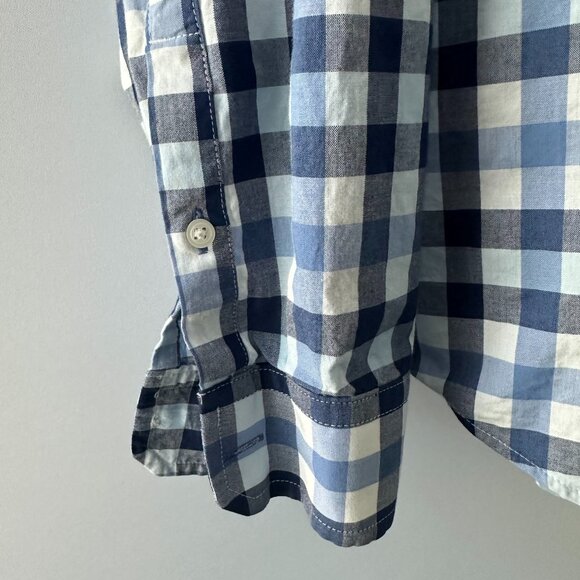 Express Blue & White Check Large 16-16.5 Fitted Men's Button Down Shirt - Picture 5 of 11